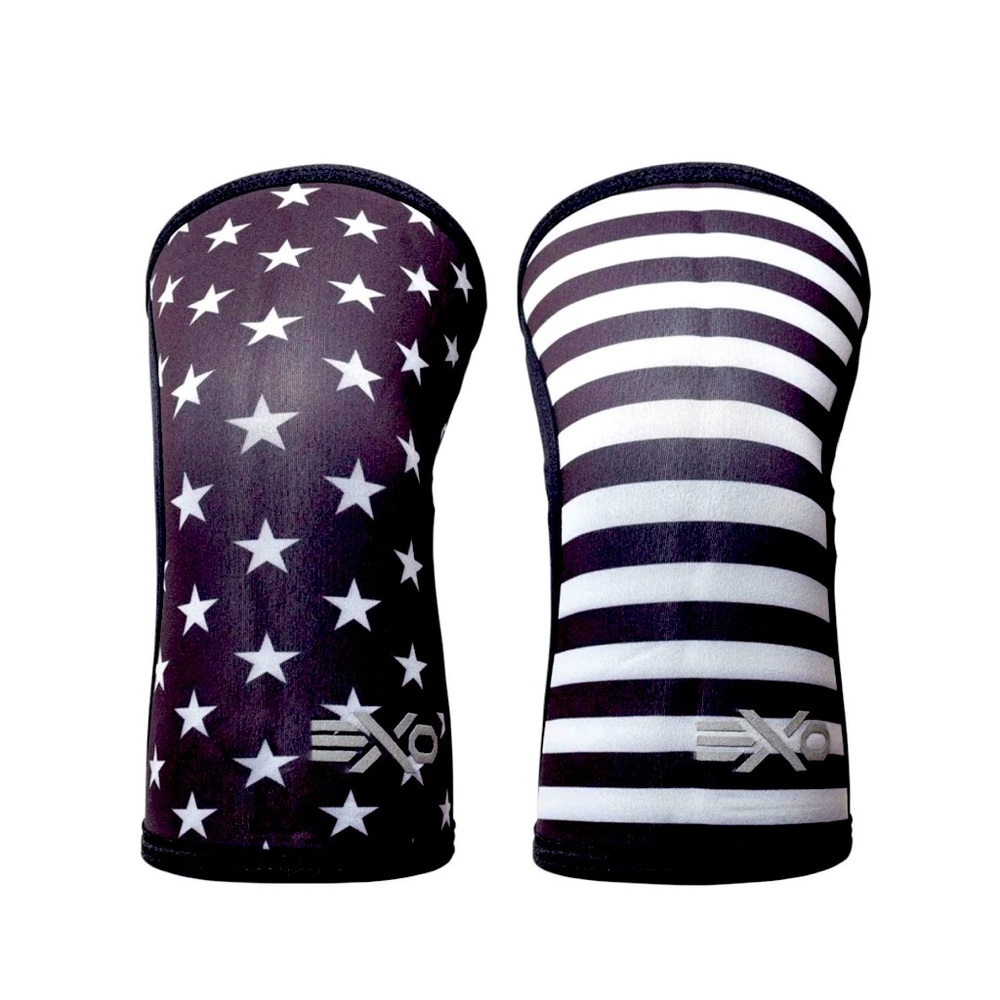 Black and White Star Stripe Knee Sleeves